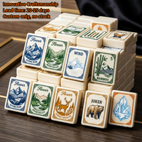 Ensemble de Mahjong de Luxe Thème Ski Montagne Américaine, avec Tuiles de Mahjong Motif Ours Polaire, Hiver, Neige, Ski, Wilderness Alpin