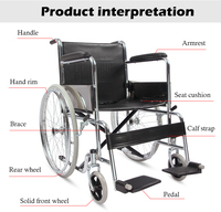 Soins de santé Meilleure vente Standard de base Cadre en acier chromé 809 Fauteuil roulant manuel