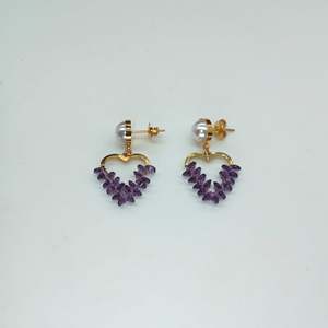 Fashion Drop <b>Earrings</b> Gold Plated Heart Shape Purple <b>Crystal</b> <b>Studs</b> For Women Jewelry - Product Image 1