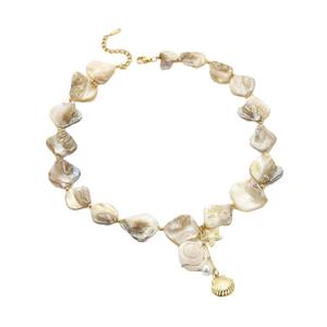 Nueva Moda verano océano joyería 18K PVD chapado en oro de acero inoxidable estrella de mar Shell gargantilla collar de perlas para mujer - Product Image 6