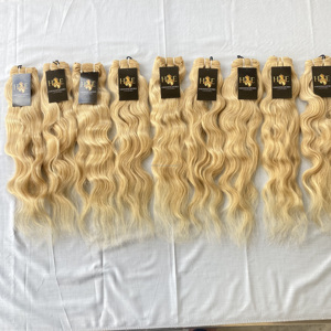 Cheveux brésiliens naturels vierges en vison brut, non traités, de qualité supérieure, blond 613, deep wave, blond Temple indien - Product Image 1