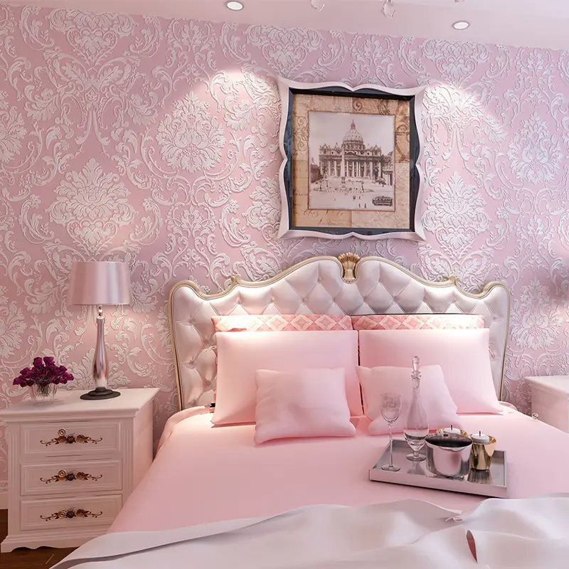 Roze Slaapkamer Woonkamer Decoratie Wallpapers 3d Bloemenmuur Papier Home Decor Modern Huishoudelijke Muur Decoratief Behang