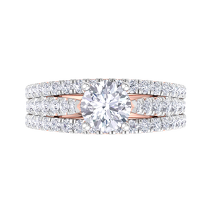 Luxury 18K Rose Gold Plated Round Cut Moissanite Engagement <b>Ring</b> <b>Set</b> Multi Row Pave Bridal Wedding <b>Ring</b> for <b>Women</b> - Product Image 3