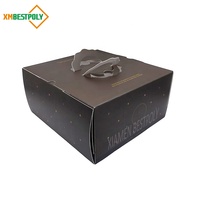Boîte d'emballage en papier pour gâteau au fromage de 10 pouces avec poignée, impression personnalisée du logo, pour gâteaux de fête, emballage cadeau en carton