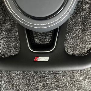 Volant de course personnalisable <span class=keywords><strong>S</strong></span> <span class=keywords><strong>Line</strong></span> en cuir noir semi-perforé pour <span class=keywords><strong>Audi</strong></span> <span class=keywords><strong>A3</strong></span> 8V A4 A6 C7 B8 B9 RS3 S3 S5 Q3 SQ5 Q8 - Product Image 5