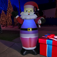 Père Noël gonflable de Noël avec décor extérieur de bonbons, décorations de Noël résistantes aux intempéries pour la cour, avec lumière LED pour la pelouse de jardin