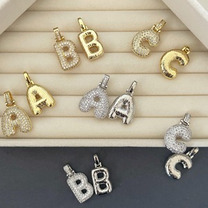 2024 Offre Spéciale plaqué or diamant Zircon gros mignon Alphabet ballon bulle initiale chaîne collier bricolage - Product Image 6