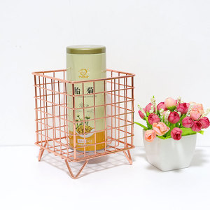 Nordic Style Iron Four-legged <strong>Square</strong> <strong>Storage</strong> <strong>Basket</strong> for Desktop Multi-Use Stationery and Makeup Jewelry Organizer - Product Image 3