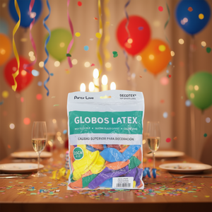 Ballons en latex Party Love, ronds, 25 cm, R10, couleurs assorties, pour décoration d'anniversaire - Product Image 2