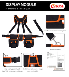 Ceinture à outils robuste pour charpentiers et électriciens avec 18 poches, sac à outils <span class=keywords><strong>de</strong></span> construction en Oxford pour usage professionnel - Product Image 3