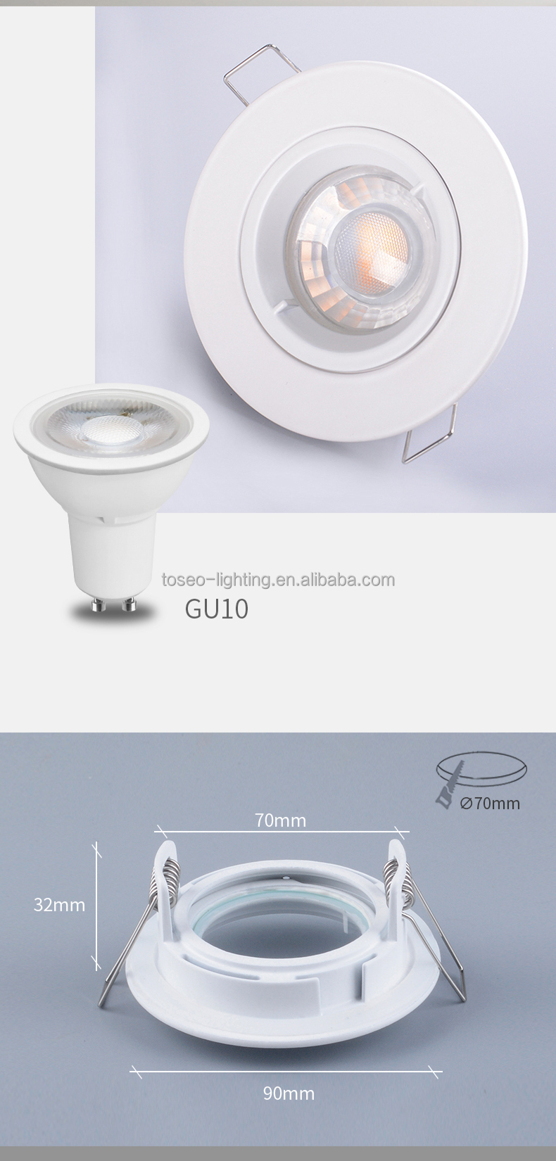 70mm Fixed Round Recessed LED Downlight Fixtures RoHS Certified