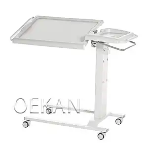 Durable Movable Stainless Steel Hospital Furniture Medical Adjustable Patient OverBed Table With Casters