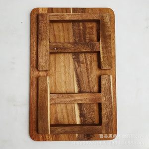Acacia Wood High Legged <b>Tray</b> Double Sided Serving Dish Fruit <b>Snack</b> <b>Tray</b> For Hotel Coffee Tea Use - Product Image 4