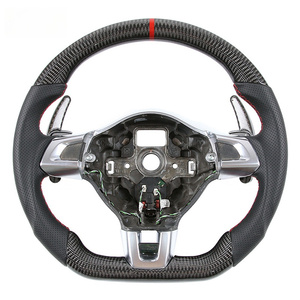 <span class=keywords><strong>Volante</strong></span> de fibra de carbono Real personalizado, accesorios de coche para Volkswagen VW Golf <span class=keywords><strong>GTI</strong></span> <span class=keywords><strong>MK6</strong></span> 6R, <span class=keywords><strong>volante</strong></span> de cuero - Product Image 4