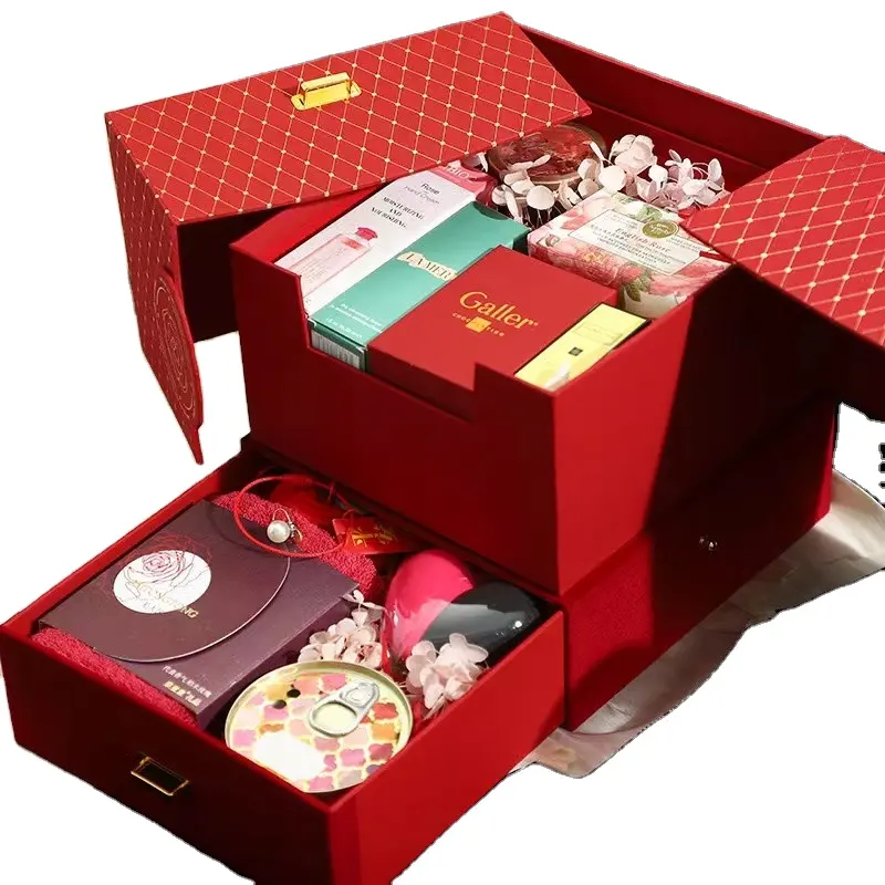 Luxus benutzer definierte Valentinstag Geburtstag Überraschung Schublade Geschenk box elegante Hochzeits bevorzugung Tür Geschenk boxen Verpackung