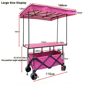 420L High Quality 4-Position Height Adjustable Heavy Duty Folding Wagon with Canopy As Vendor's <b>Cart</b> - Product Image 2
