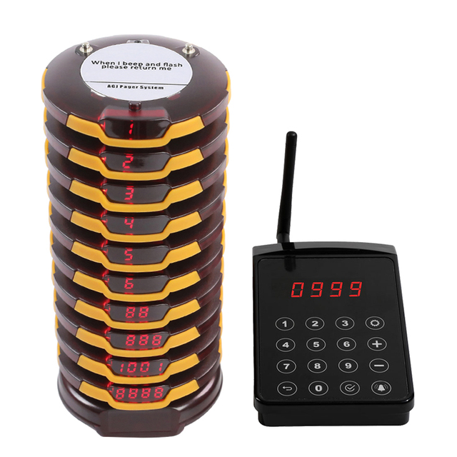 Wireless Restaurant Pager System Calling Coaster Buzzers Long Range 1000 Meters for Cafe Church Clinic Food Court Food Truck