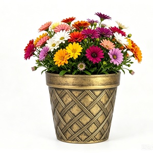 Jardinières rondes en plastique dorées et argentées, style antique, pour <span class=keywords><strong>extérieur</strong></span>, à prix abordable - Product Image 4