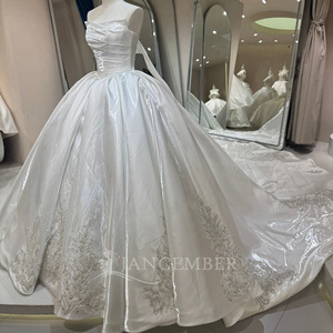 Dw0227 Stunning Strapless Ruched Mirror Satin <b>Silver</b> Vine Applique Modern Beaded Floor-Length Mermaid/Trumpet <b>Wedding</b> <b>Dress</b> - Product Image 4