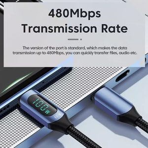 Câble de données tressé en Nylon Bio Type C charge rapide câble Pd 100w matériau tressé puissance numérique Usb C Port d'affichage Lcd pour <span class=keywords><strong>Macboo</strong></span> - Product Image 4