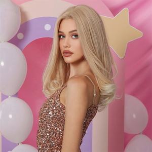 Pelucas de Encaje Frontal con Ondas Largas y Degradado Rubio, Pelucas de Encaje con Degradado Rubio Dorado para Mujer, Resistentes al Calor para Uso Diario - Product Image 5