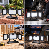 Lampe de travail LED portable rechargeable 30W 50W, 3 panneaux, trépied pliable, éclairage de chantier USB C pour la construction