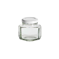 Bocaux en verre ovales et hexagonaux de 3,75 oz, 6 oz, 9 oz et 12 oz avec couvercle doublé de plastisol doré/noir/blanc