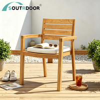 Ensemble de chaises de bistrot en teck moderne, portable, écologique, durable, finition résistante aux intempéries pour jardin, patio, villa, extérieur