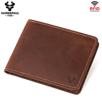 Dompet Merek Kulit Asli Pria, Tas Kartu Kredit, Dompet Tipis Retro Kulit Crazy Horse, Dompet Koin Sederhana Multi Slot