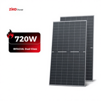 Panneau solaire bifacial double vitrage ZIKO Power 720W type N, module PV 720W 1500VDC à haute efficacité pour système solaire commercial