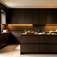 Fabricant de meubles, armoires de cuisine sur mesure, design noir imperméable, meubles SPC, ensembles complets d'armoires de cuisine