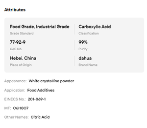 Ácido Cítrico Monohidrato de Alta Pureza 99%, Cristales Blancos, Grado Alimenticio, Grado Industrial, Ácido Carboxílico al por Mayor - Product Image 6