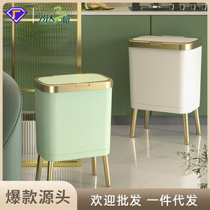 ถังขยะทรงสี่เหลี่ยมสูง 30 ซม. พร้อมฝาปิด สำหรับใช้ในครัว ห้องนั่งเล่น สีเขียวอ่อนเคลือบทอง - Product Image 3