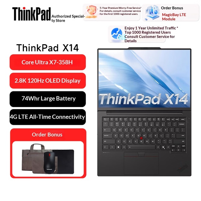 ThinkPad X14 2026 AI 3rd Gen Intel Core Ultra Business Laptop New OLED 14" Display UltraX7-358H 32GB RAM 1TB SSD