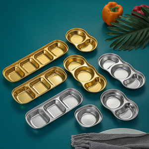 Hàn Quốc 304 thép không gỉ hình chữ nhật Nước Sốt món ăn kim loại nước sốt container nước tương món ăn Bộ đồ ăn BBQ nhà hàng bên nhà - Product Image 1