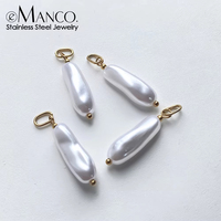 Breloques en perles d'imitation minimalistes en acier inoxydable EManco pour la fabrication de colliers, accessoires de bricolage, bijoux populaires, bracelets