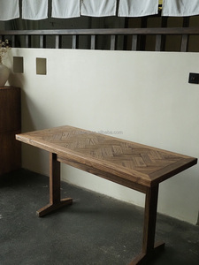 Table à manger <span class=keywords><strong>vintage</strong></span> rustique en bois massif, en rondins naturels, faite à la main, meubles de salle à manger pour la maison - Product Image 2