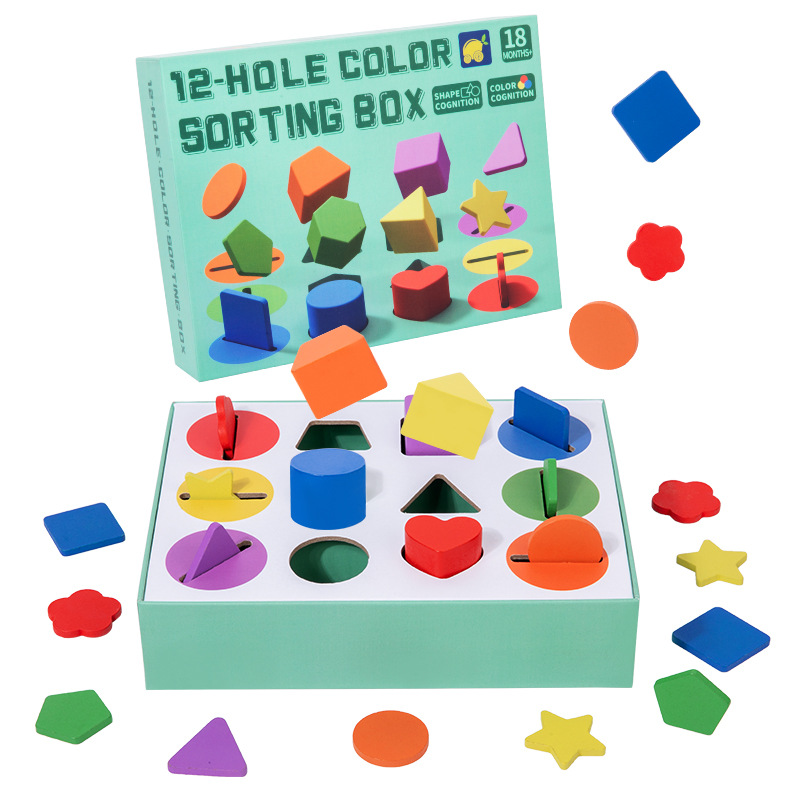 Scatola per l'ordinamento delle forme a colori a dodici fori