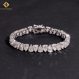 Moissanite Tennis <b>Bracelet</b> Pear Cut 5*7mm 925 <b>Silver</b> Rhodium Plated Luxury Pass Diamond Tester <b>Bracelet</b> - Product Image 3