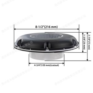 Ventilateur d'évacuation solaire pour camping-cars, bateaux, tentes, greniers ; Couvercle en acier inoxydable ; Noir - Product Image 1