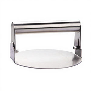 Outils de barbecue pour viande et volaille Presse à <span class=keywords><strong>hamburger</strong></span> en acier inoxydable avec poignée pliable pour le camping et la fête - Product Image 1