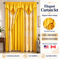 Gorden Elegan 2 Panel dengan Valance untuk Ruang Tamu Warna Kuning Kain Lembut Berkualitas Tinggi Rideaux De Maison Grosir