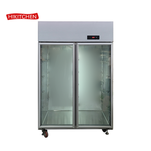 HOT SALE Edelstahl Commercial Upright 2 Glastür Gefrier schrank Aluminium tür Heavy Duty Support Rollen A Energie effizient - Product Image 1