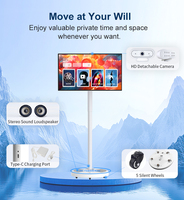 Monitor de TV LED LCD Inteligente de 32 Pulgadas con Pantalla Táctil de 10 Puntos, Portátil, Móvil, con Soporte de Piso Inalámbrico, Blanco, Full HD, para Educación en Interiores 1