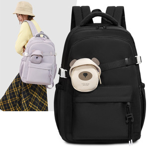 Sac à dos vintage imperméable, nouvelle mode, pour activités de plein air, sport, voyage, en nylon, patchwork, couleurs contrastées, sac d'étudiant - Product Image 2