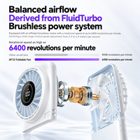 Ventilateur portable pliable turbo avec écran LED numérique, rechargeable, silencieux, mini ventilateur portable pliable