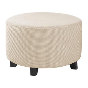 Copri poggiapiedi comodo per poggiapiedi rotondo Beige ottomana per mobili da soggiorno - Product Image 5