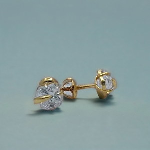Elegant 22K Gold Diamond Stud <b>Earrings</b> Classic Prong Setting Minimal Stylish Women Daily Wear Fine Jewelry Supplier - Product Image 3