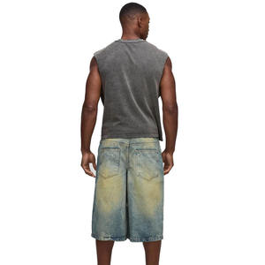 Custom <b>Patch</b> Jeans <b>Shorts</b> Drawstring Closure Denim <b>Shorts</b> for <b>Men</b> Polyester Fabric Wholesale - Product Image 5