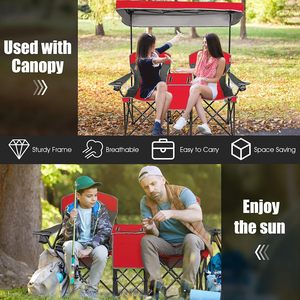 Chaise double de camping et de plage avec auvent et sac isotherme, 2 places, pliable, avec porte-gobelets pour pique-nique en extérieur - Product Image 6